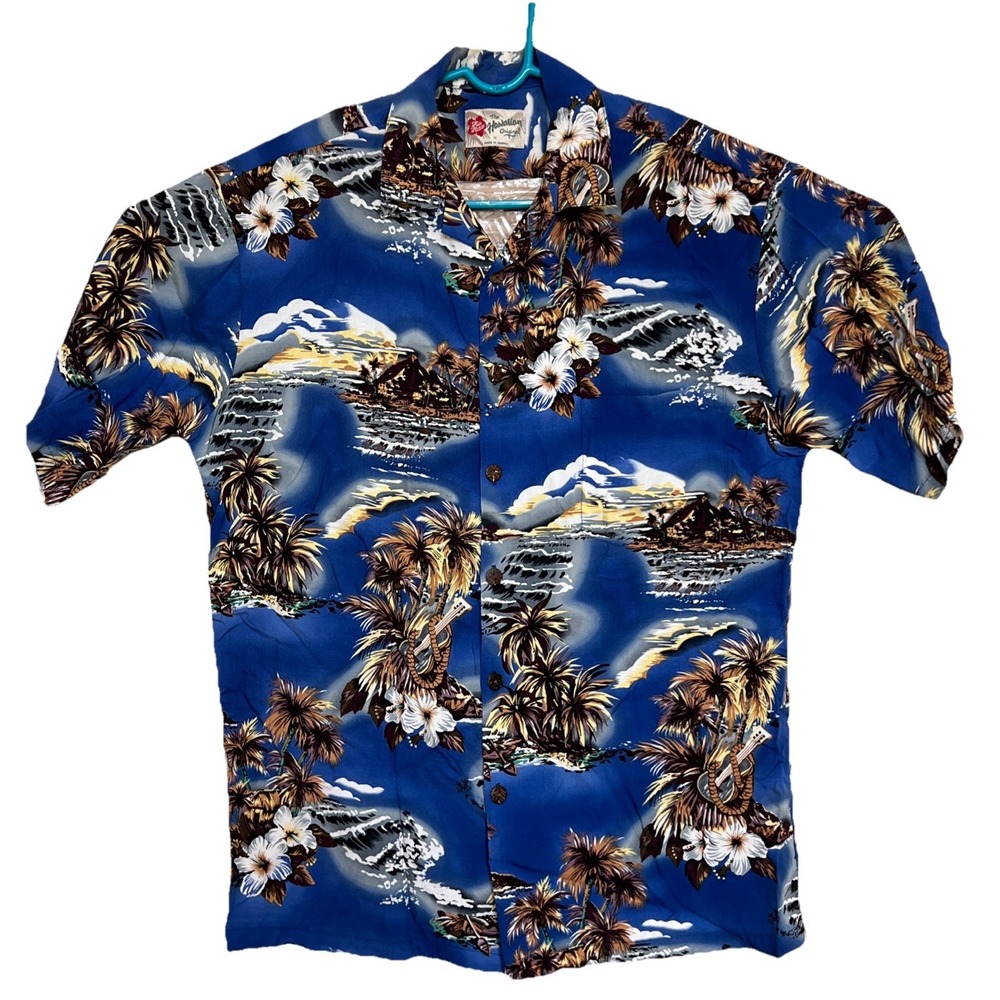 Vintage Hilo Hattie Hawaiian Button Down Floral Shirt - Men's M‎ made in Hawaii